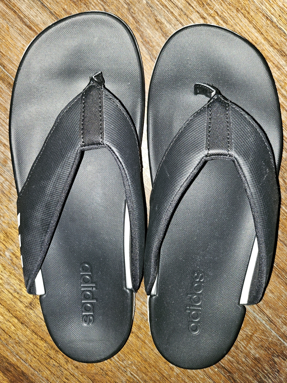 adidas Women's’s Black Flip-Flop Sandals with White Accents